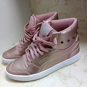 Puma metallic pink mid high tops